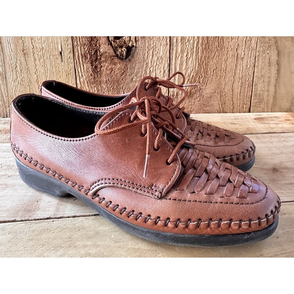 Dexter Shoes Loafers Woven Brown Leather Lace Up Women’s 5.5 M